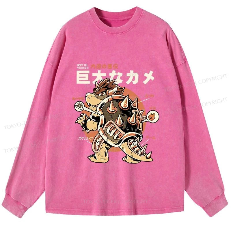 Tokyo-Tiger Vintage Kame Monster Washed Long Sleeve T-Shirt