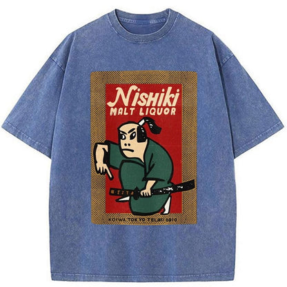 Tokyo-Tiger Samurai Holding Sword Washed T-Shirt