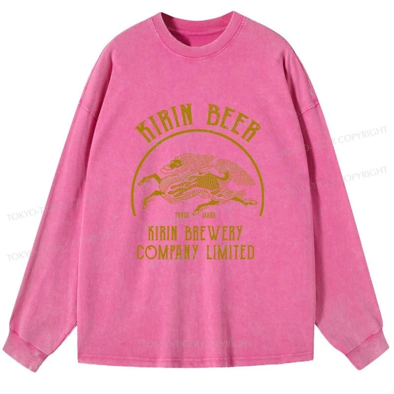 Tokyo-Tiger Kirin Beer Company Washed Long Sleeve T-Shirt