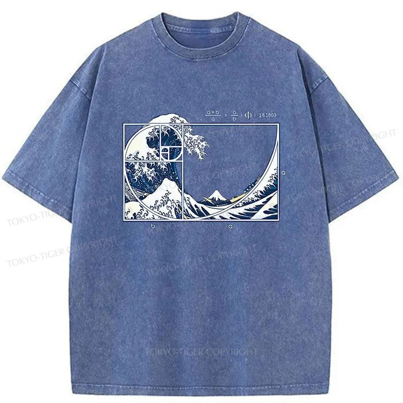 Tokyo-Tiger Ukiyoe Waves Japan Washed T-Shirt