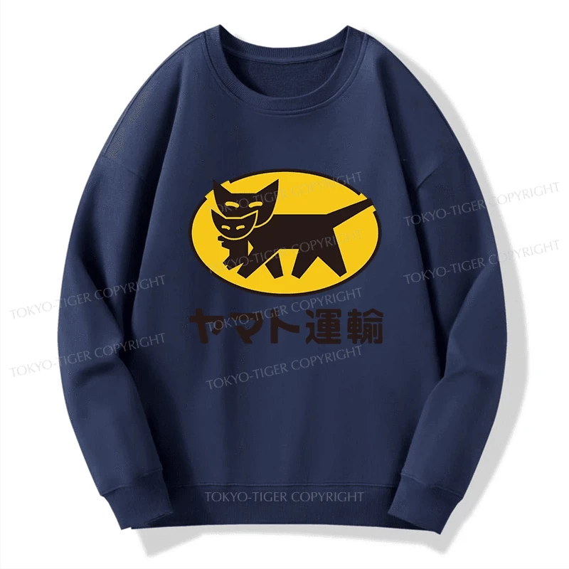 Tokyo-Tiger Black Cat Transport Pattern Japanese Sweatshirt