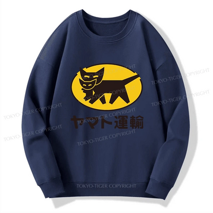 Tokyo-Tiger Black Cat Transport Pattern Japanese Sweatshirt