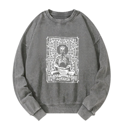 Tokyo-Tiger Sayagata Buddha Graphic Washed Sweatshirt