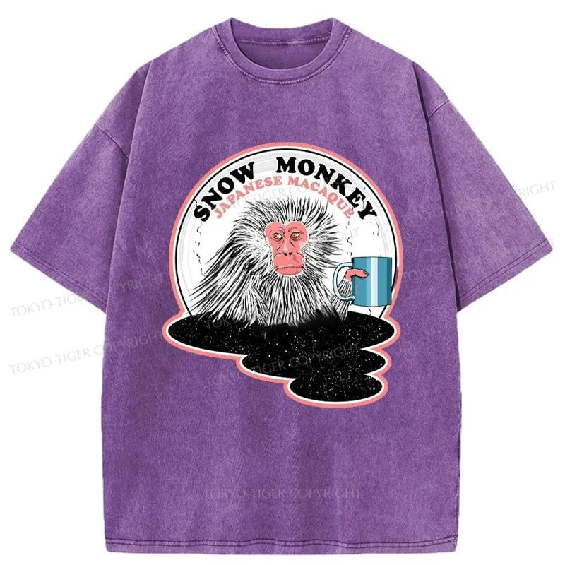 Tokyo-Tiger Macaque Snow Monkey Japanese Washed T-Shirt