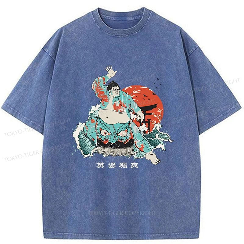 Tokyo-Tiger Japanese Sumo Wrestler Washed T-Shirt