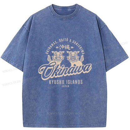 Tokyo-Tiger Okinawa Stone Lion Japanese Washed T-Shirt