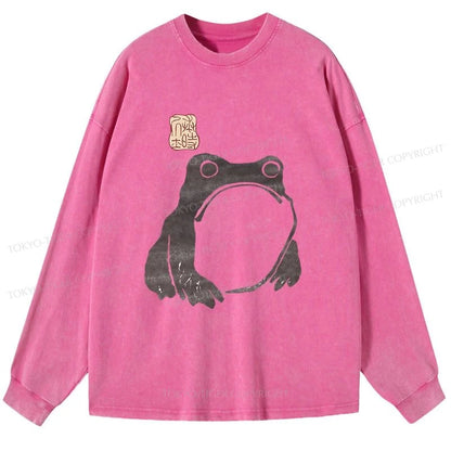 Tokyo-Tiger Matsumoto Hoji woodblock print frog Washed Long Sleeve T-Shirt