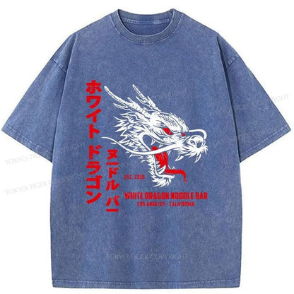 Tokyo-Tiger White Dragon Noodle Japanese Washed T-Shirt