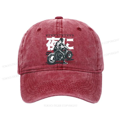 Tokyo-Tiger Motorcyclist Japanese Night Rider Washed Cap