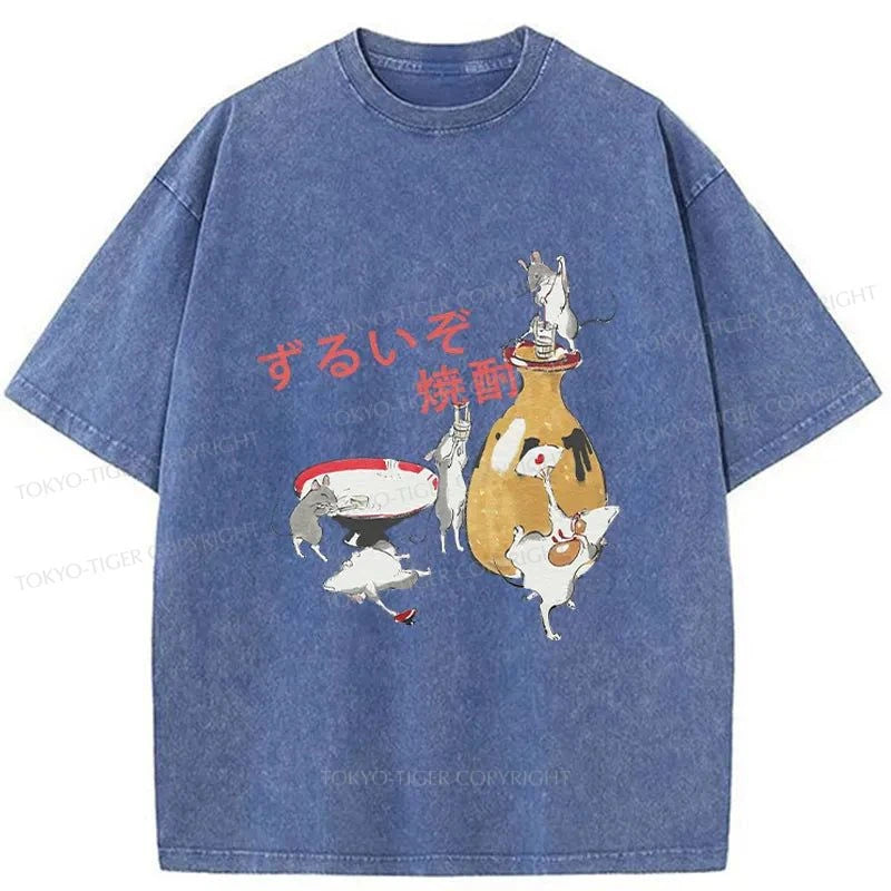 Tokyo-Tiger Rats Who Stole The Wine Washed T-Shirt