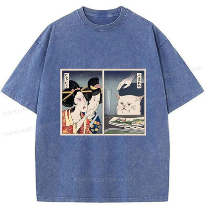 Tokyo-Tiger The Geisha Scolded The Cat Washed T-Shirt