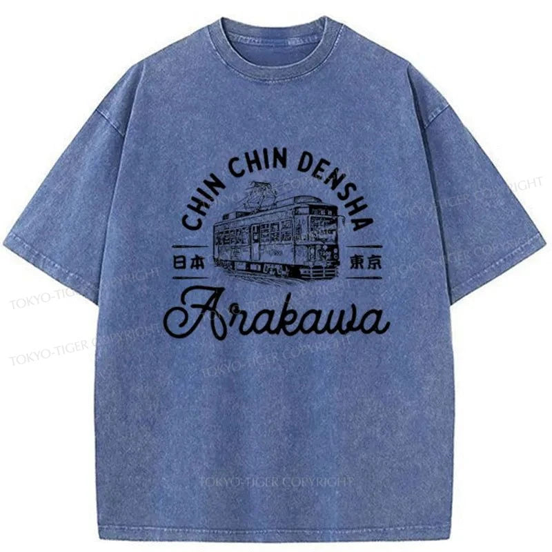 Tokyo-Tiger Arakawa Train Japanese Washed T-Shirt