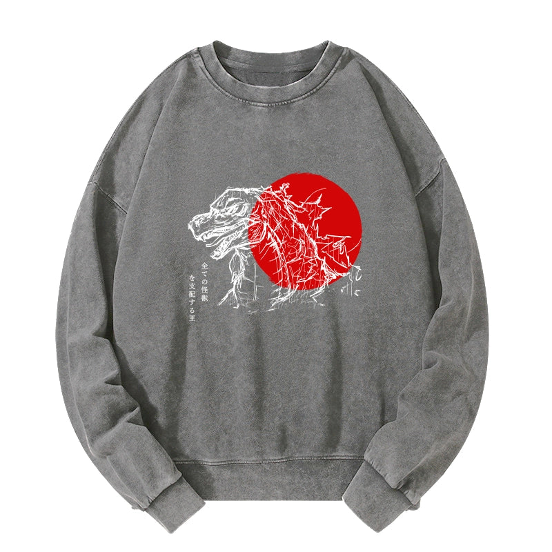 Tokyo-Tiger Monster Japanese Anime Washed Sweatshirt