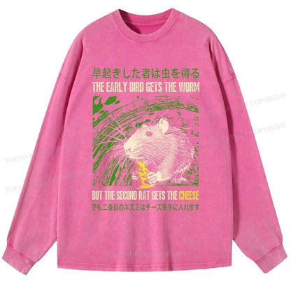 Tokyo-Tiger The Early Bird Gets The Worm Washed Long Sleeve T-Shirt