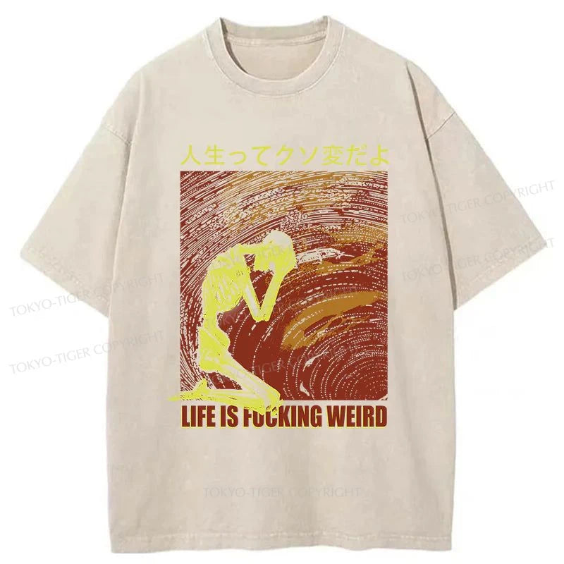 Tokyo-Tiger Skeleton Life is Fu Washed T-Shirt