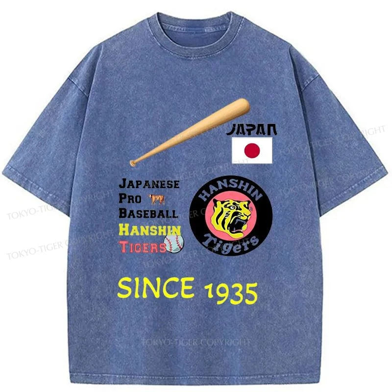 Tokyo-Tiger Japanese Professional Baseball Team Washed T-Shirt