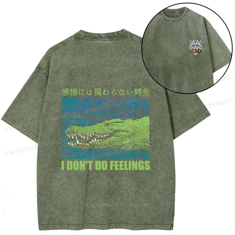 Tokyo-Tiger An Emotionless Crocodile Front Back Washed T-Shirt