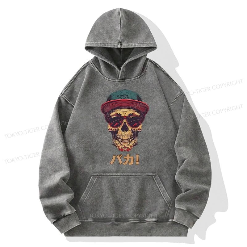 Tokyo-Tiger Fashion Skull Japanese Washed Hoodie