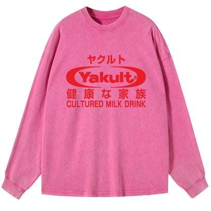 Tokyo-Tiger Yakult Logo Washed Long Sleeve T-Shirt