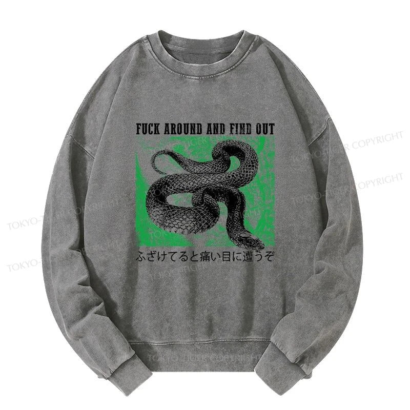 Tokyo-Tiger Cold And Heartless Snake Washed Sweatshirt