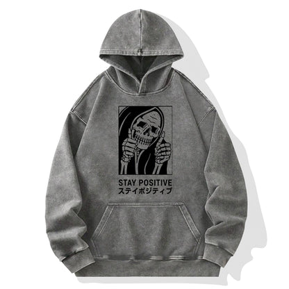 Tokyo-Tiger Stay Positive Skeleton Washed Hoodie