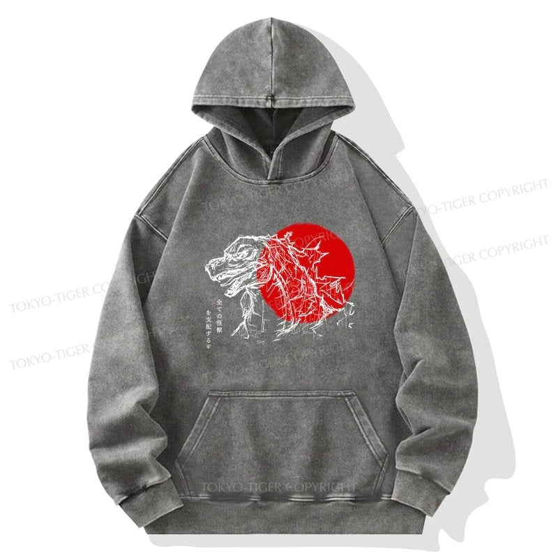 Tokyo-Tiger Monster Japanese Anime Washed Hoodie