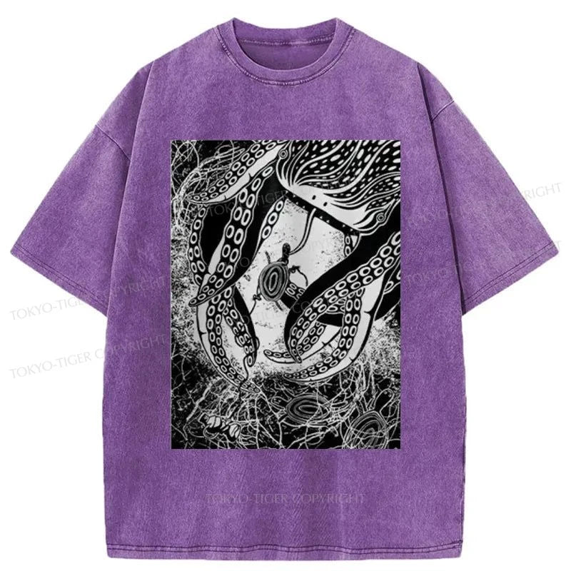 Tokyo-Tiger Blackwork Creatures Washed T-Shirt