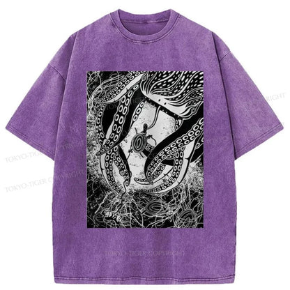 Tokyo-Tiger Blackwork Creatures Washed T-Shirt