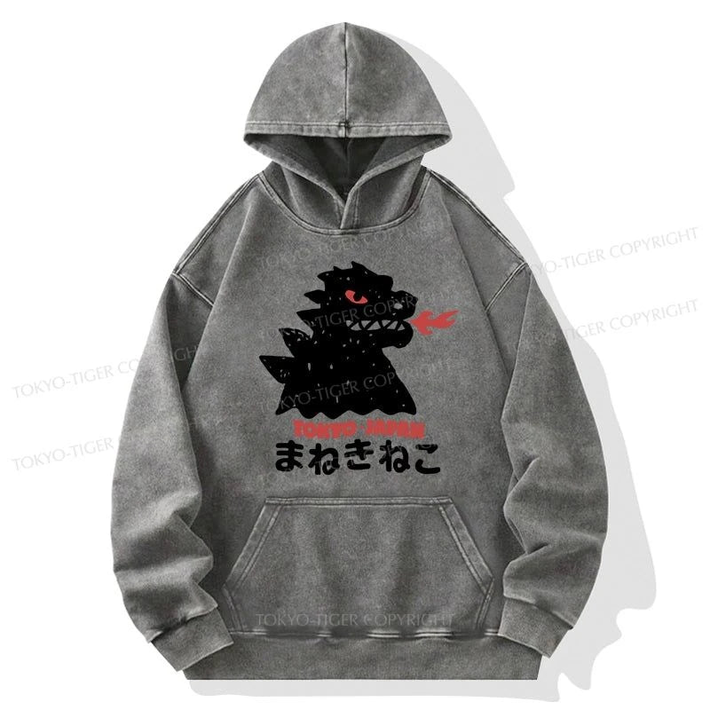 Tokyo-Tiger Japanese Fortune Cat Washed Hoodie