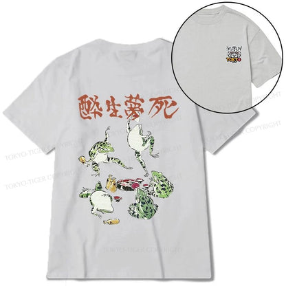 Tokyo-Tiger Japanese Frog Osake Kanji Front Back Classic T-Shirt