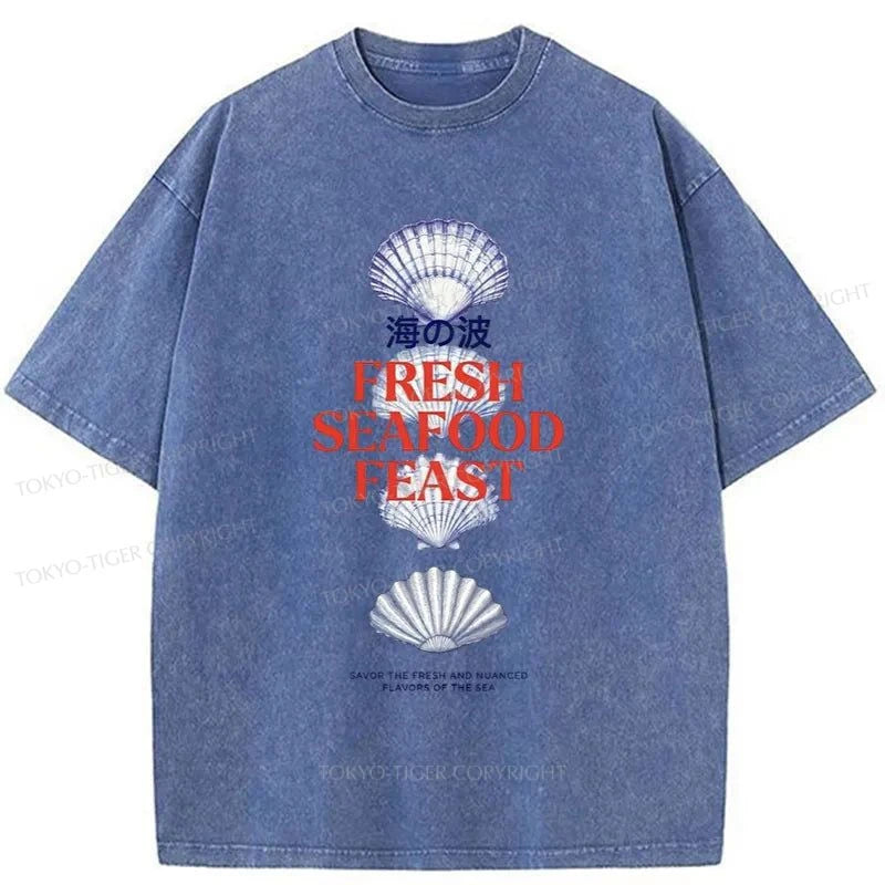 Tokyo-Tiger Fresh Seafood Feast Washed T-Shirt