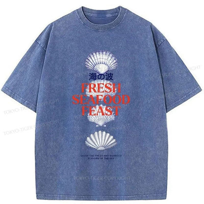 Tokyo-Tiger Fresh Seafood Feast Washed T-Shirt