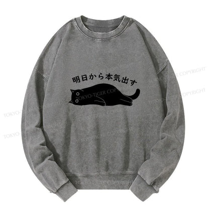 Tokyo-Tiger I'm Going To Get Serious Tomorrow Washed Sweatshirt