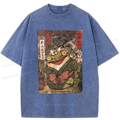 Tokyo-Tiger A Warm Family Of Frogs Washed T-Shirt