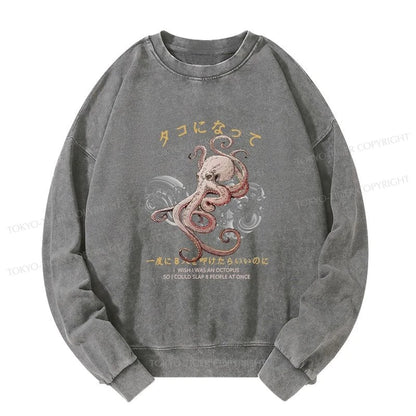 Tokyo-Tiger I Wish I Was An Octopus Washed Sweatshirt