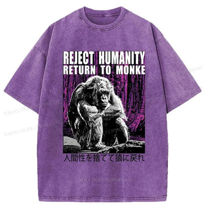 Tokyo-Tiger Reject Humanity Return To Monkey Japan Washed T-Shirt