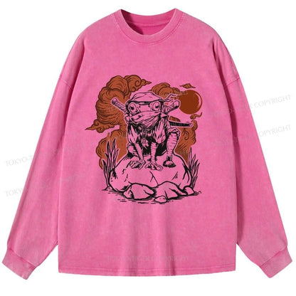 Tokyo-Tiger Ninja Frog Japanese Washed Long Sleeve T-Shirt