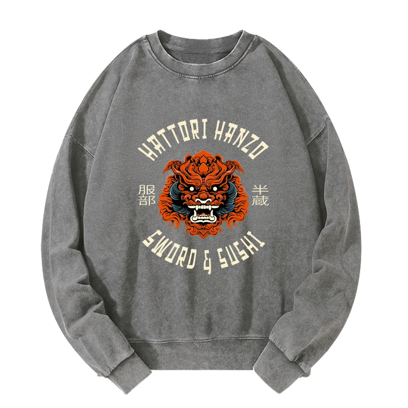 Tokyo-Tiger Japanese Hattori Hanzo Prints Washed Sweatshirt