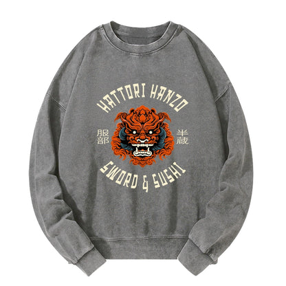 Tokyo-Tiger Japanese Hattori Hanzo Prints Washed Sweatshirt