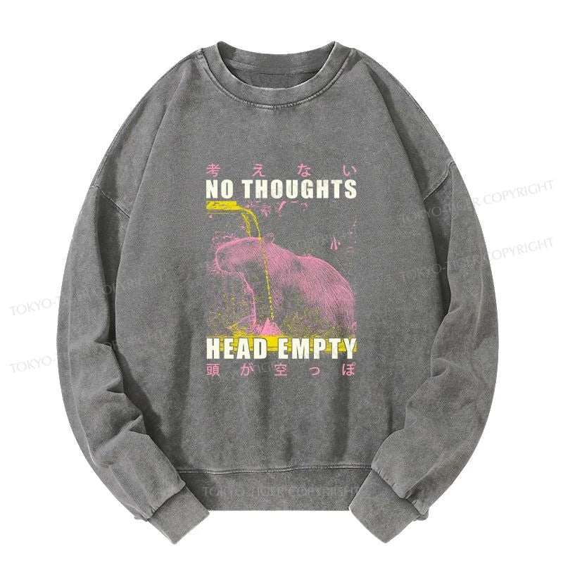 Tokyo-Tiger No Thoughts Head Empty Washed Sweatshirt