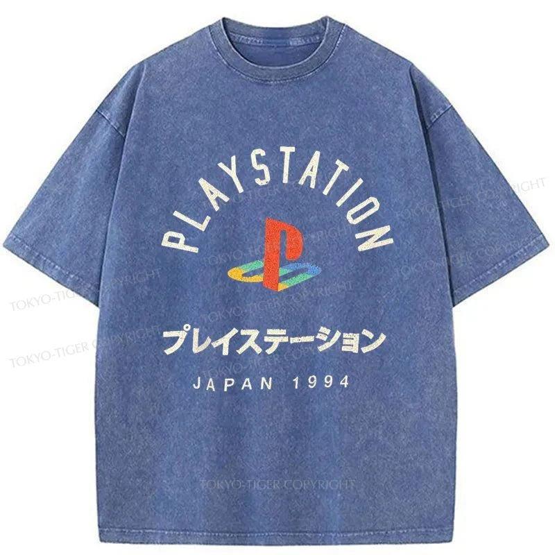 Tokyo-Tiger PlayStation Logo Japan Washed T-Shirt