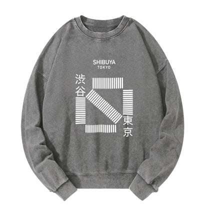 Tokyo-Tiger Japanese Shibuya Crossing Washed Sweatshirt