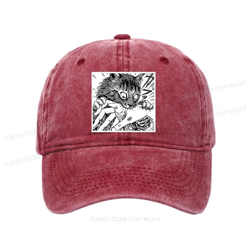 Tokyo-Tiger Creepy Cat Anime Horror Anteater Washed Cap