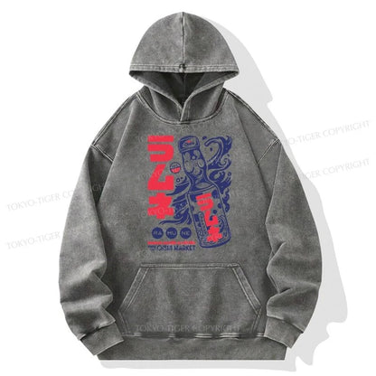 Tokyo-Tiger Ramune Print Japanese Washed Hoodie