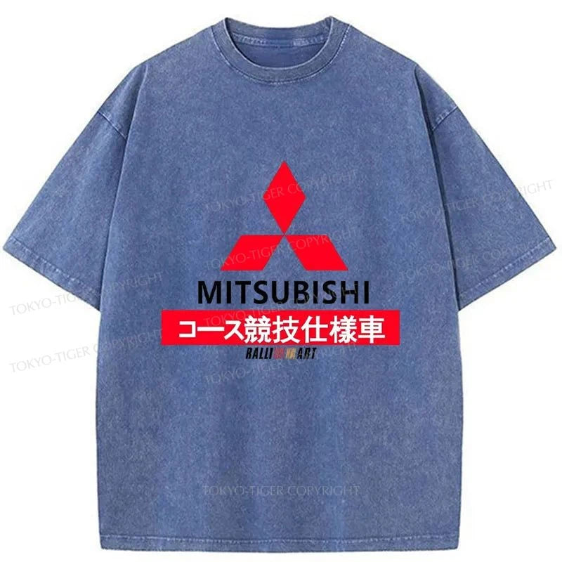 Tokyo-Tiger Mitsubishi Logo Japanese Washed T-Shirt