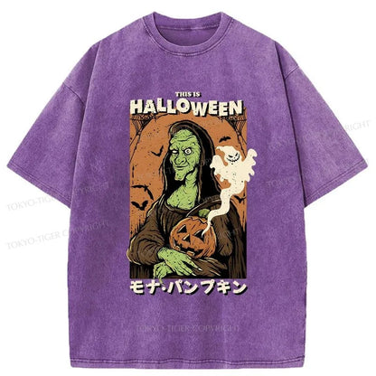 Tokyo-Tiger Mona Lisa Smile On Halloween Washed T-Shirt