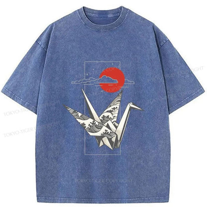 Tokyo-Tiger Origami Crane Washed T-Shirt