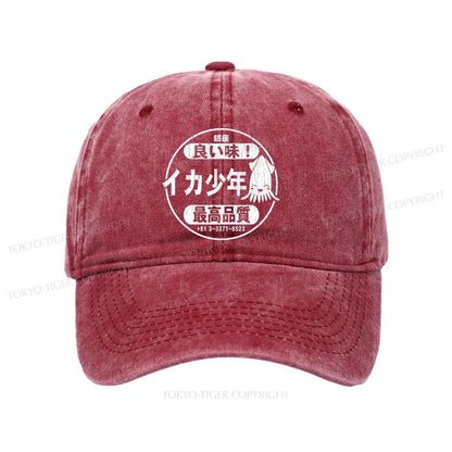 Tokyo-Tiger Ika Squid Boy Restaurant Washed Cap