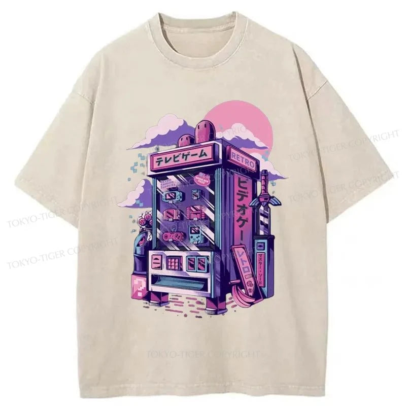 Tokyo-Tiger Japanese Vending Machines Washed T-Shirt