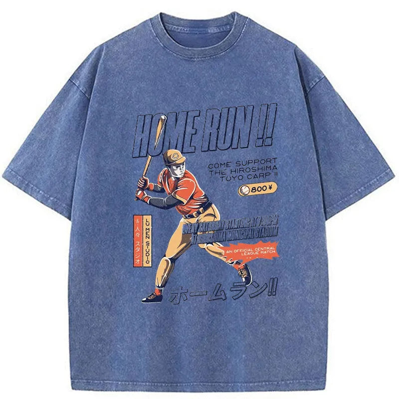 Tokyo-Tiger Home Run Motion Japanese Washed T-Shirt